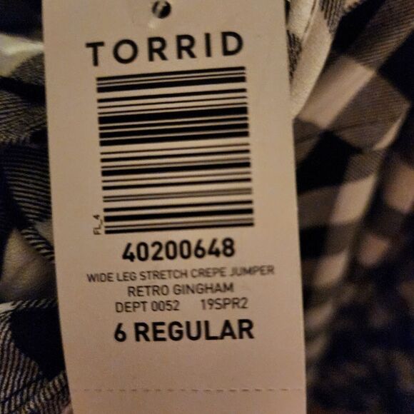 6X 30W Torrid Wide Leg Stretch Jumper Gingham Crepe Overalls Pull On Plussize Po - Picture 7 of 7